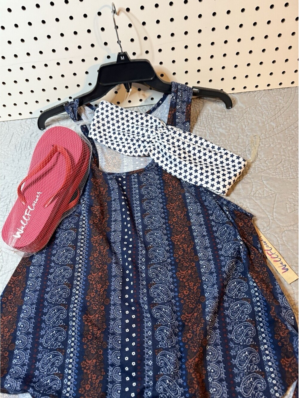 🎄 Junior Medium 3 Piece Tank Bandeau & Flop Flop Shoes Lot # 2 New Wallflower